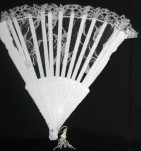 9" White Lace Folding Fan (Min. 12)