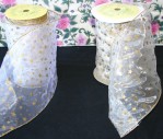 6" X 20 Yds Wired Organza With Printed Stars