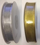 1 1/2" X 25 Yds Wired Ribbon  Gold & Silver Available