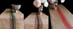 12.5" X 108" Striped Jute Table Runner With Fringed Edge