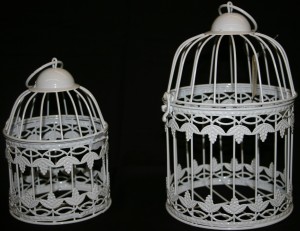 Set of 2 White Birdcages