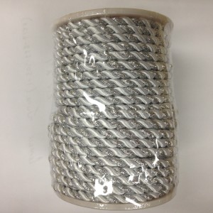 ROP6WS  6mm x 25yds White Silver Metallic Cord